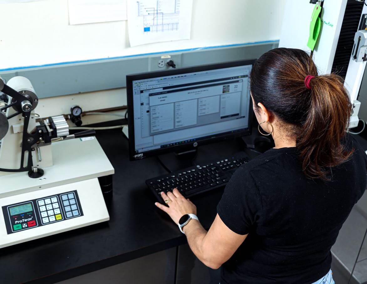 A woman working with a computer