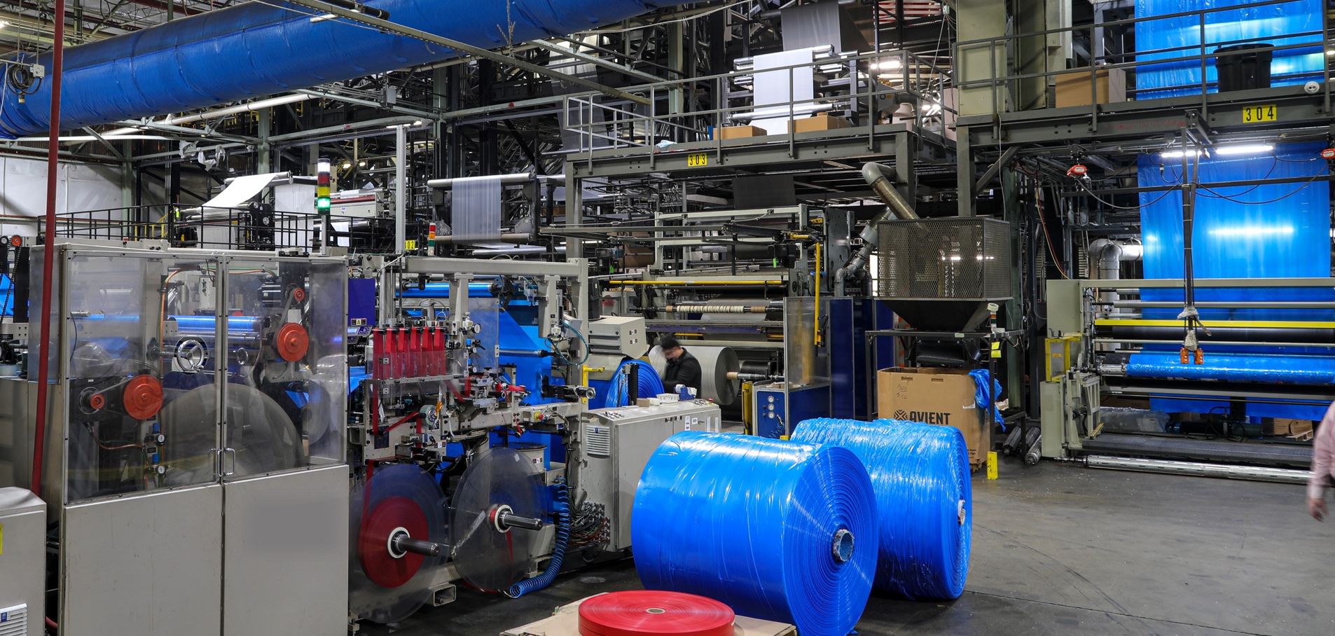 Plastics being stored inside the Base warehouse